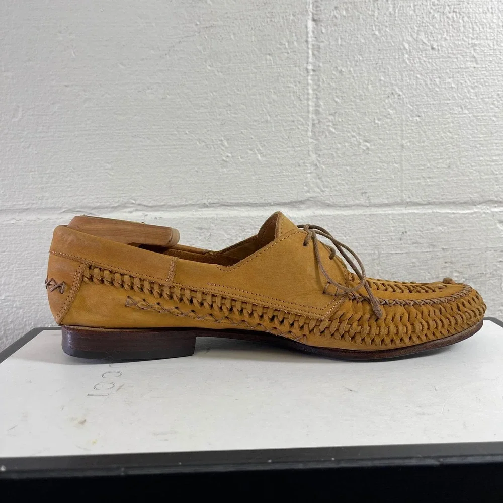 BUTTERO Men's Brown‎ Woven Brown Leather Huarache Dress Shoes Size 43 EU/10 US